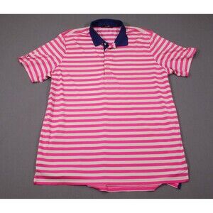 RLX Ralph Lauren Performance Polo Shirt Pink Striped Golf Stretch Sz XL